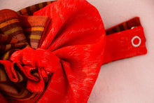 画像をギャラリービューアに読み込む, 伊予絣 朱色の麻の葉模様/帯裏、縞模様⁂Iyo Kasuri Vermilion hemp leaf pattern / obi back, striped pattern