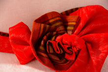 画像をギャラリービューアに読み込む, 伊予絣 朱色の麻の葉模様/帯裏、縞模様⁂Iyo Kasuri Vermilion hemp leaf pattern / obi back, striped pattern