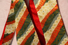 画像をギャラリービューアに読み込む, プリント生地 白と金彩の桜咲く/帯裏 赤のクリスタル⁂Printed fabric, white and golden cherry blossoms, obi back, red crystal