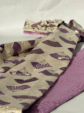 画像をギャラリービューアに読み込む, 正絹 藤色扇面/ 小桜藤色 ⁂Pure silk Mauve fan pattern/Mauve small cherry blossoms