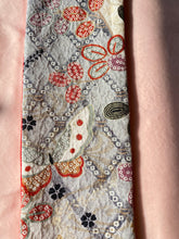画像をギャラリービューアに読み込む, 正絹 萩と蝶々金彩銀糸 帯裏 赤小桜 ⁂ Pure silk Hagi and butterfly  Gold and silver thread  /  Red small cherry blossoms
