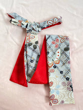 画像をギャラリービューアに読み込む, 正絹 萩と蝶々金彩銀糸 帯裏 赤小桜 ⁂ Pure silk Hagi and butterfly  Gold and silver thread  /  Red small cherry blossoms