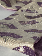 画像をギャラリービューアに読み込む, 正絹 藤色扇面/ 小桜藤色 ⁂Pure silk Mauve fan pattern/Mauve small cherry blossoms