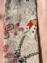 画像をギャラリービューアに読み込む, 正絹 萩と蝶々金彩銀糸 帯裏 赤小桜 ⁂ Pure silk Hagi and butterfly  Gold and silver thread  /  Red small cherry blossoms