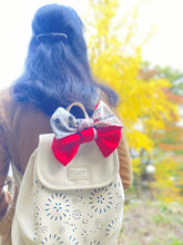 画像をギャラリービューアに読み込む, 正絹 萩と蝶々金彩銀糸 帯裏 赤小桜 ⁂ Pure silk Hagi and butterfly  Gold and silver thread  /  Red small cherry blossoms