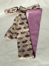 Load image into Gallery viewer, 正絹　藤色扇面/　小桜藤色　⁂Pure silk Mauve fan pattern/Mauve small cherry blossoms
